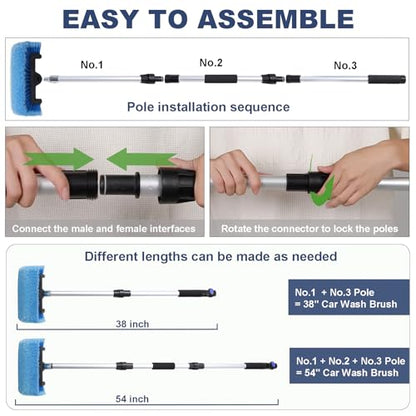 Car Wash Brush with Long Handle for Car Truck Boat RV SUV Washing