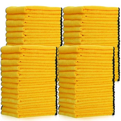 50 Pcs 16"x16" Yellow Microfiber Towels for Cars Drying Polishing (50 Count)