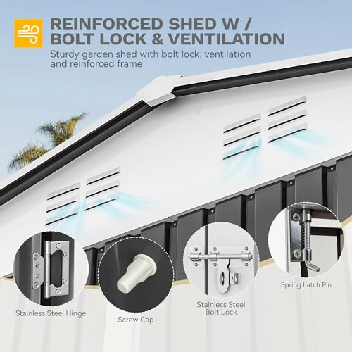 10x8ft Metal Outdoor Storage Shed with Window