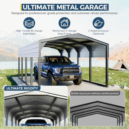 Military Grade Metal Carport 12x20 FT