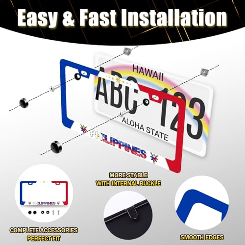 Philippine Flag License Plate Frame Philippines License Holder with 2 Holes