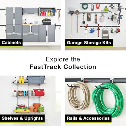 Fasttrack Garage Storage Utility Hooks 7 Piece Black All in One Rail Hook Kit and Tool Organizer Heavy Duty for Home