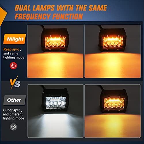 4inch Amber White Strobe 6 Modes 60W LED Pod Light (2 Count)