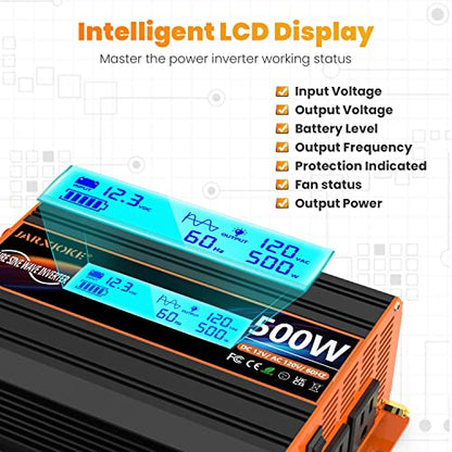 500 Watt Pure Sine Wave Power Inverter 12V DC to 110V 120V Converter for Home