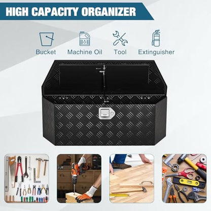 36 Inch Heavy Duty Aluminum Plated Tool Box Pick Up Truck Bed RV Trailer Tongue Toolbox Waterproof Storage Organizer with Lock and Keys