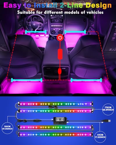 Car Led Strip Lights (4 Count)