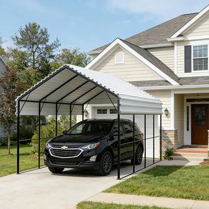 Metal Carport Heavy Duty 12x20ft Outdoor Galvanized Steel Car Port