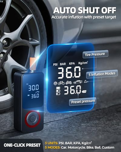 Cordless Tire Inflator Portable Air Compressor