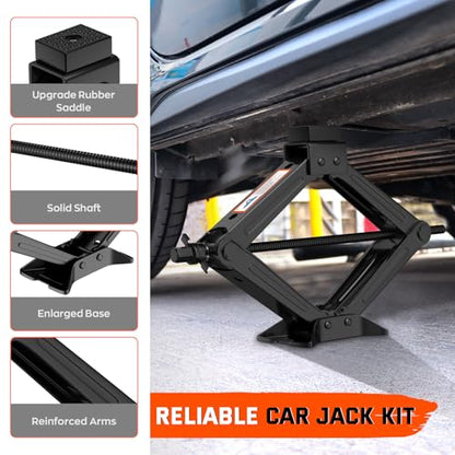 Universal Car Jack Kit Scissor Jack for Car 2 Ton Spare Tire Changing Kit
