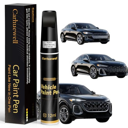 LY9T/0E) Mythos Black Metallic Touch Up Paint Compatible with Audi, Exact Match Car Paint Pen Automotive Scratch Repair Remover Kit Quick & Easy Solution for Vehicle Chips and Nicks