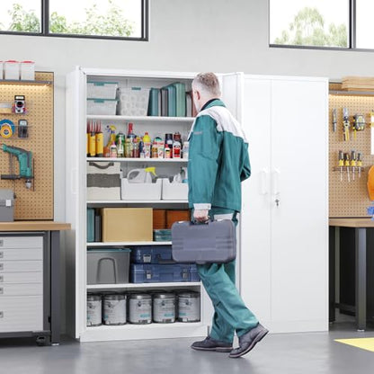 Metal Storage Cabinet with Lock Door Adjustable Shelf