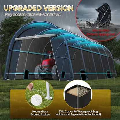 12' x 25' Carport with 6 Heavy Duty Ground Stakes