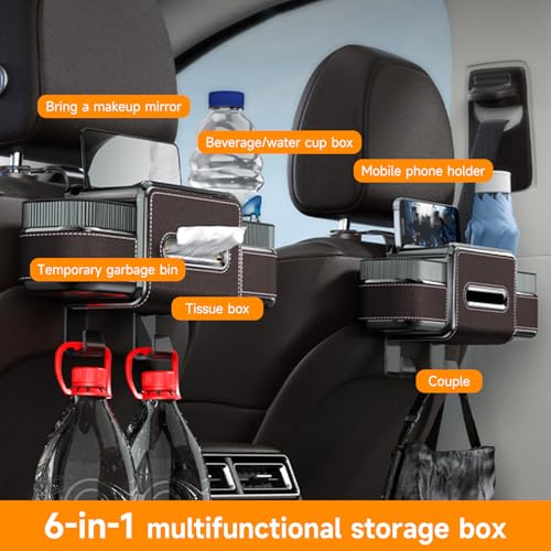 6-in-1 Car Headrest Backseat Organizer, Back Seat Car Organizer and Storage