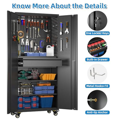 71 Inch Garage Storage Cabinet with Drawer
