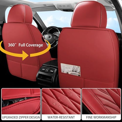 Nappa Faux Leather Car Seat Covers Full Set (5 Count)