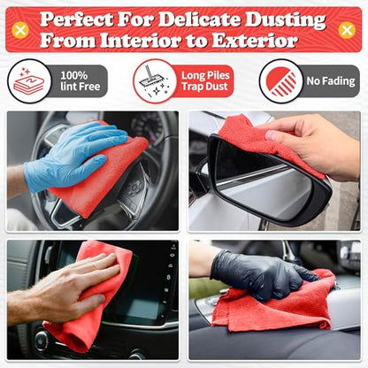 Shop Towels Red Microfiber Cleaning Cloth Bulk (200 Count)
