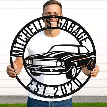 Custom Garage Workshop Metal Sign Personalized Tool Name Wall Art for Car Truck Mechanic Shop Decor Durable Steel Sign for Dad Husband Men’s Auto Workspace or Fence