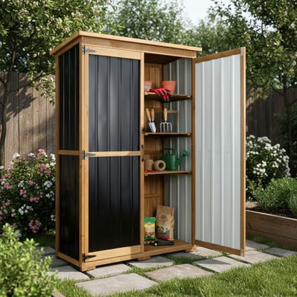 Outdoor Storage Shed with Adjustable Shelf