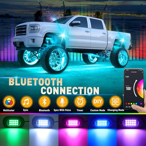 LED RGB Rock Lights for Trucks 14 pods with APP Control Underglow (10 Count)