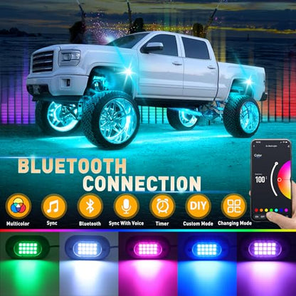 LED RGB Rock Lights for Trucks 14 pods with APP Control Underglow (10 Count)
