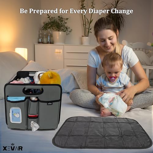 Baby Diaper Caddy Organizer with Changing Mat