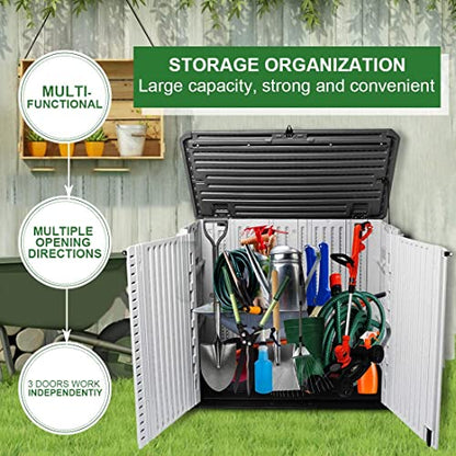 Horizontal Outdoor Garden Storage Shed for Backyards and Patios