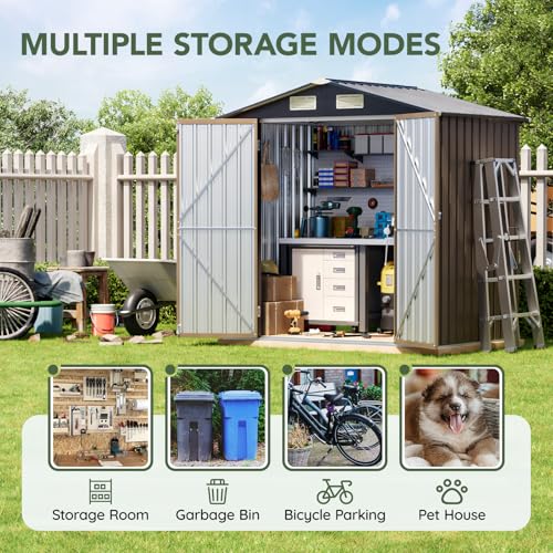 4 x 6 FT Storage Shed with Floor Frame for Backyard