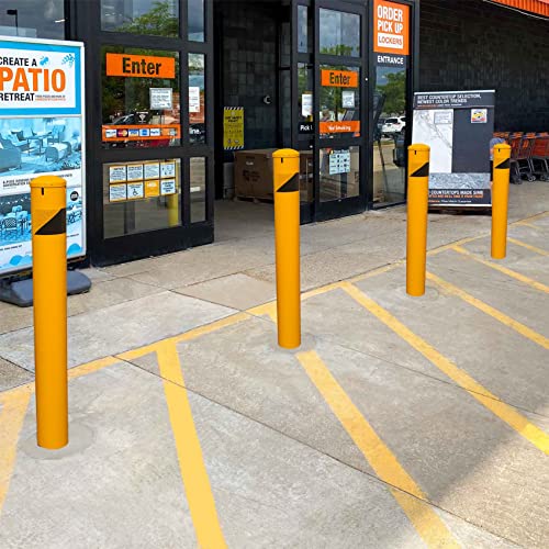 46" High Pour in Place Steel Bollard Post with Removable Cap