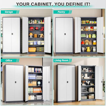 Wide & Deep Metal Storage Cabinet with Shelves