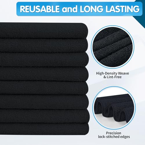 Black Microfiber Cleaning Cloth (8 Count)