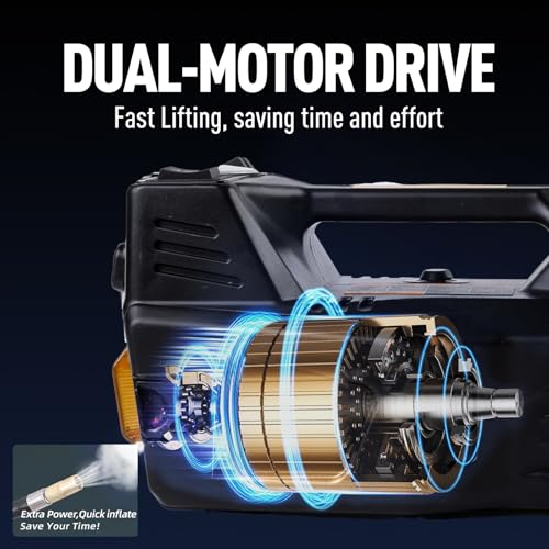 Electric Car Jack 5 Ton 12V Floor Jack Hydraulic Jack Stand Car Lift Jack with Integrated Tire Pump for SUV Truck Sedan Vehicle Roadside Emergency Tire Change