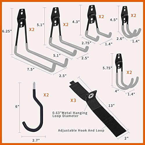 Garage Hooks with Bike Hook & Extension Cord Organizer