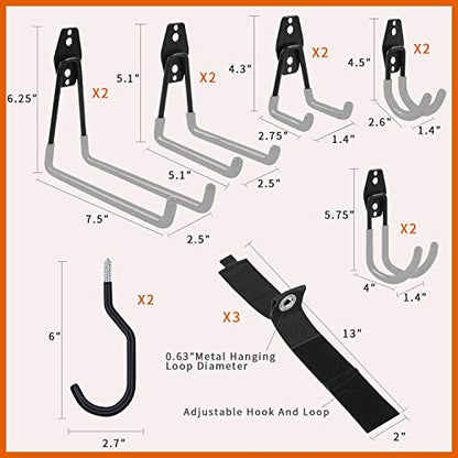 Garage Hooks with Bike Hook & Extension Cord Organizer