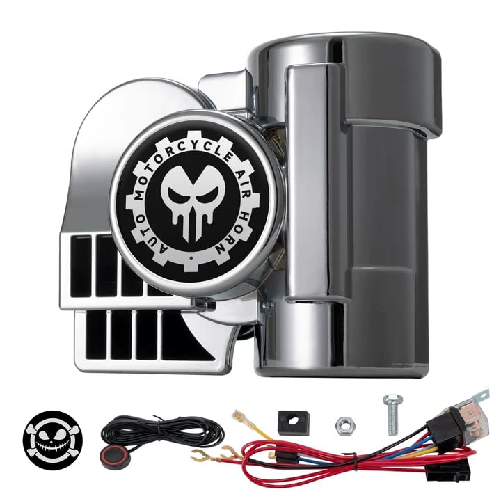 Car Horn 150dB Air Horn Kit for Motorcycle Chrome Train Horn with Button