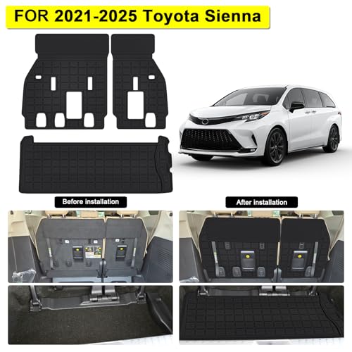 Cargo Mat & Backrest Mat Compatible with 2021 2022 2023 2024 2025 Toyota Sienna 7&8 Seats TPE Anti
