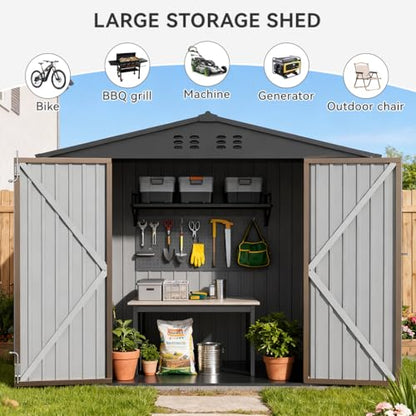 Shed Storage Outdoor Metal Windowed Lockable Weatherproof Ventilated Backyard Garden Utility Workshop