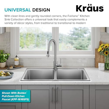 Stainless Steel 33 in Double Bowl Drop In Sink KHT632