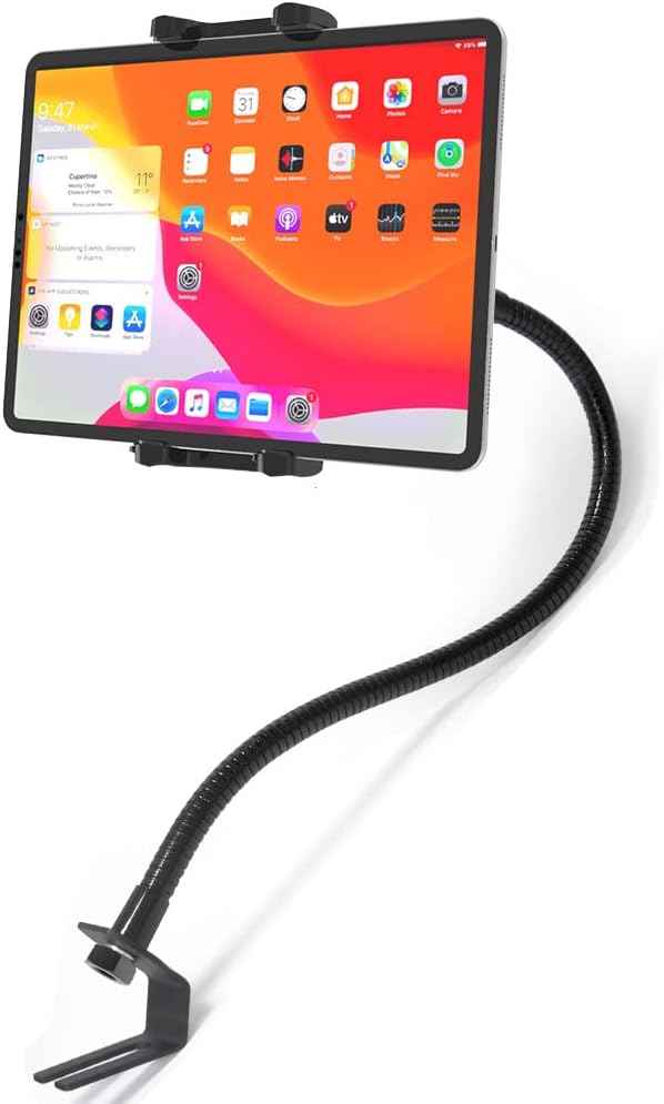 Car Seat Rail Floor Tablet Mount Truck Vehicle Holder for 4-13" Tablet & Phone, Heavy Duty 19.7 inch Gooseneck Arm Holder for iPad Pro 12.9 11 Air Mini, Samsung Tab, Galaxy Z Fold 4, iPhone