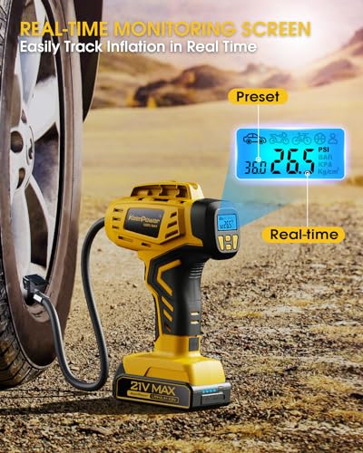 Tire Inflator Portable Air Compressor 21V Battery Powered 160PSI