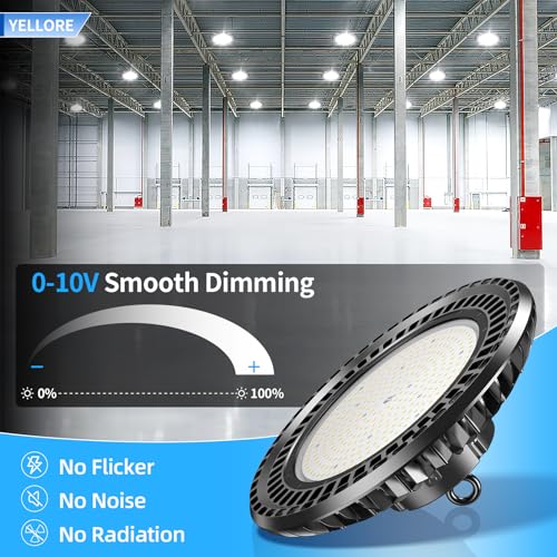 400W LED High Bay Light 56000LM 5000K 120VAC UFO Light IP65 Waterproof Dimmable Commercial Bay Lighting for Workshop