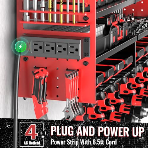 Large Power Tool Organizer Wall Mount with Charging Station