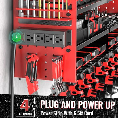 Large Power Tool Organizer Wall Mount with Charging Station