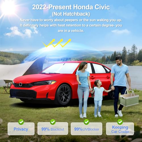 8pcs Car Window Shades for Honda Civic 2022 (8 Count)