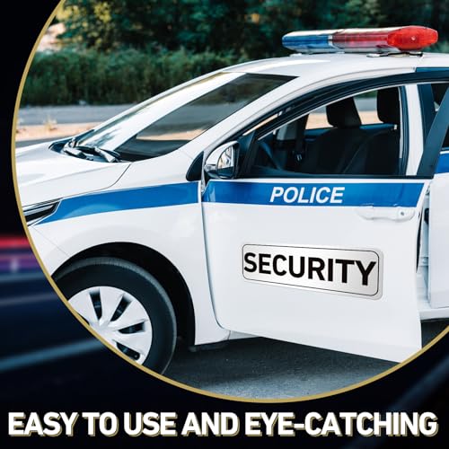2 Pcs Security Officers Magnetic Signs Heavy Duty Reflective Security Sign Magnet Waterproof Magnetic Decals for Vehicles Cars Truck Rover Patrol 18 x 6 Inch White with Black Border (2 Count)