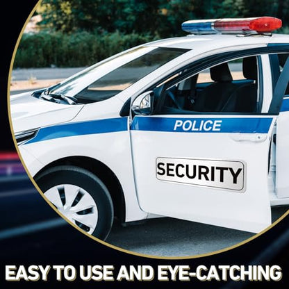 2 Pcs Security Officers Magnetic Signs Heavy Duty Reflective Security Sign Magnet Waterproof Magnetic Decals for Vehicles Cars Truck Rover Patrol 18 x 6 Inch White with Black Border (2 Count)
