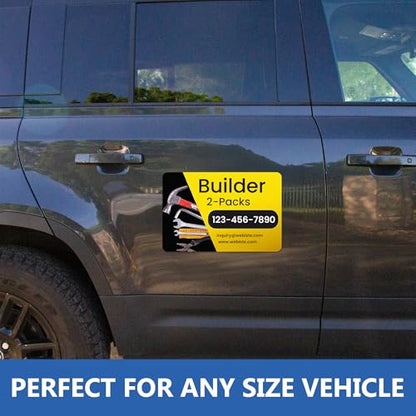 Custom Car Magnet Signs for Builder and Contractor (2 Count)