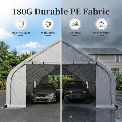 20x30 FT Curved Heavy Duty Carport Tent with Galvanized Steel