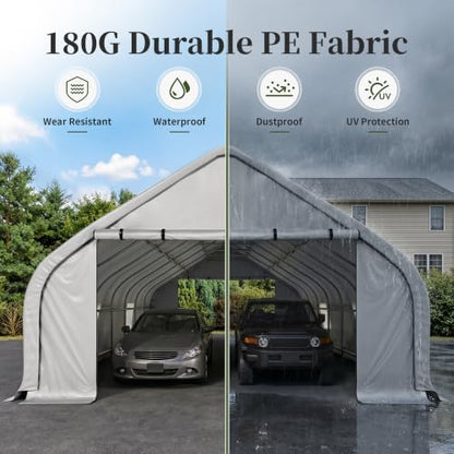 20x30 FT Curved Heavy Duty Carport Tent with Galvanized Steel