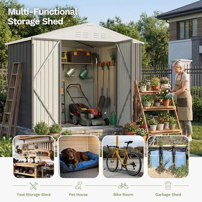 8x6 FT Outdoor Storage Shed with Floor Frame