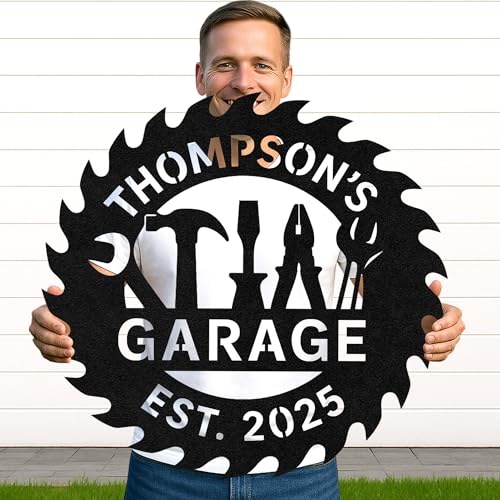 Custom Garage Workshop Metal Sign Personalized Tool Name Wall Art for Car Truck Mechanic Shop Decor Durable Steel Sign for Dad Husband Men’s Auto Workspace or Fence